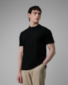 Polo piquet algodão e linho-preto-longo-g