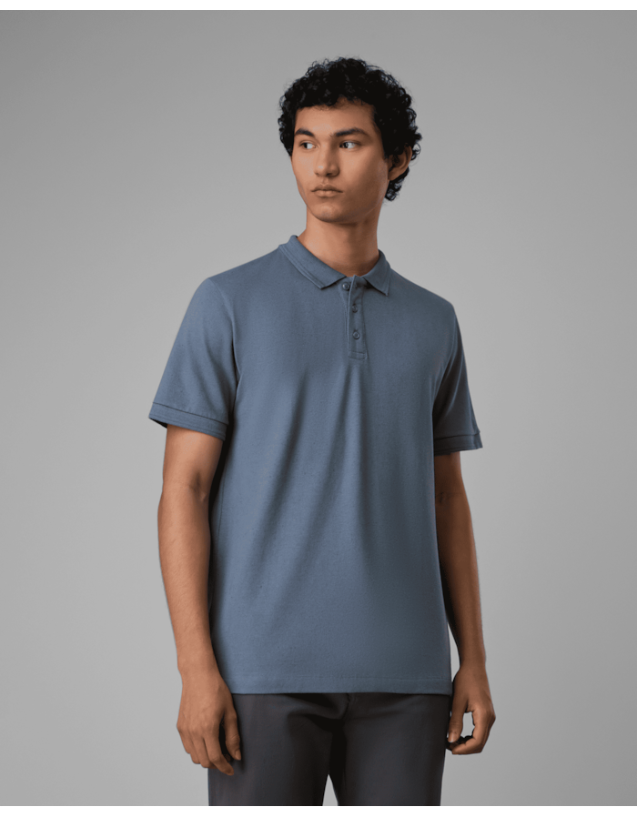 Polo piquet algodão e linho-azul-longo-g