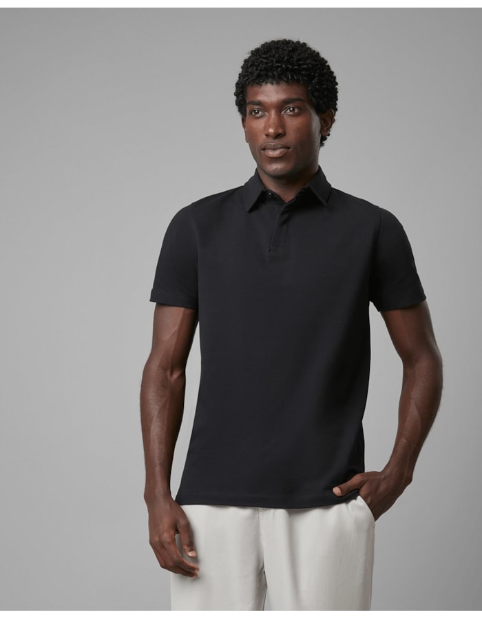 Polo piquet pima-preto-longo-m