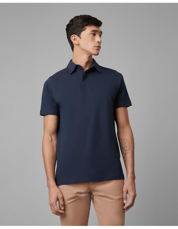 Polo piquet pima-azul-longo-p