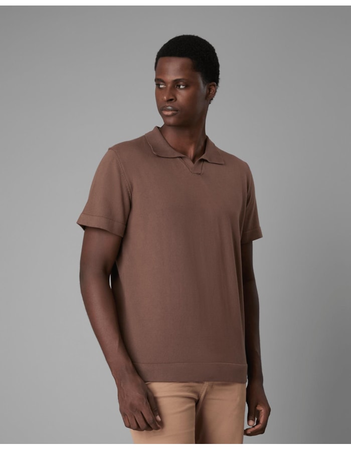 Polo tricot-marrom-gg