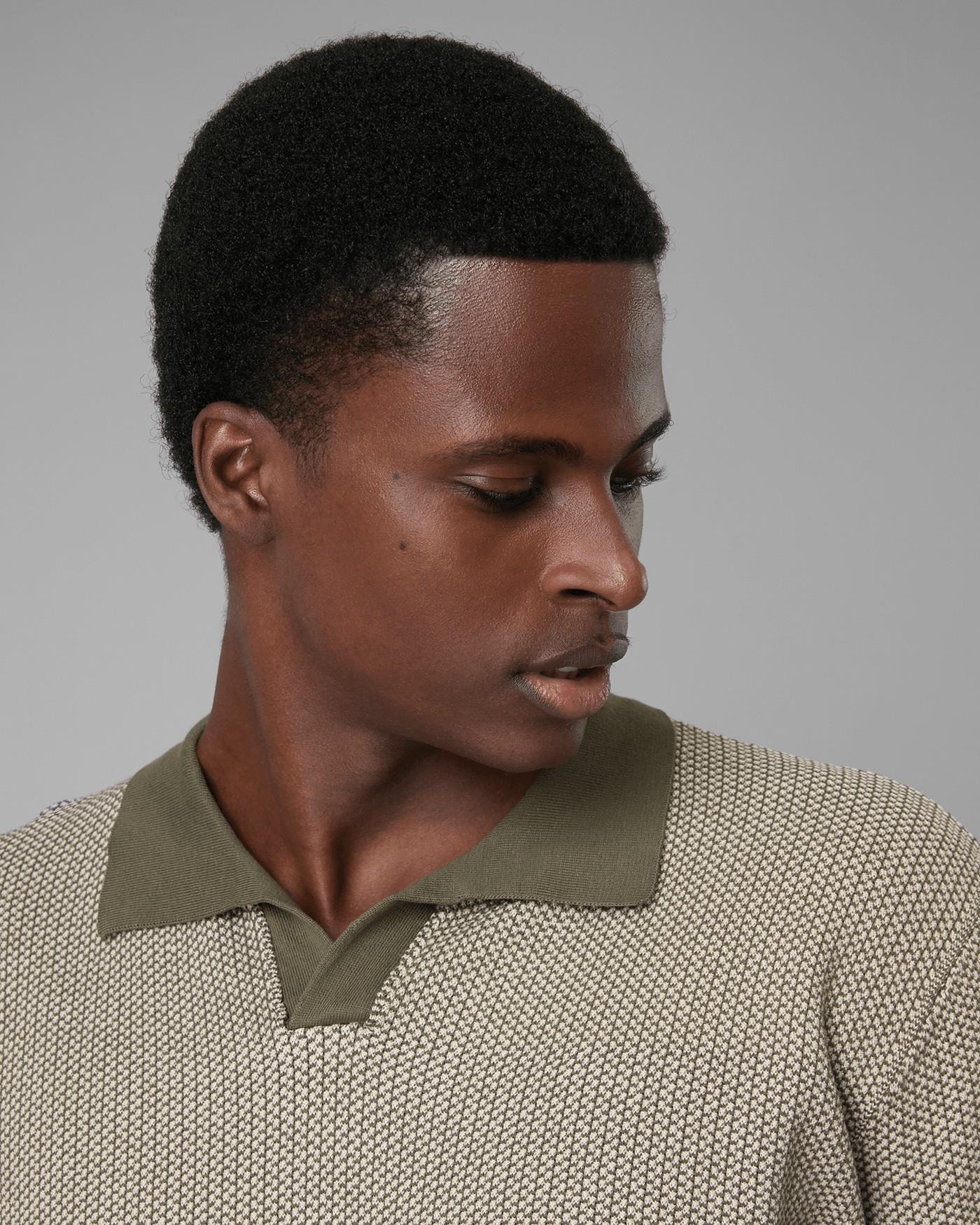 Polo Tricot Algodão Jacquard Manga Longa