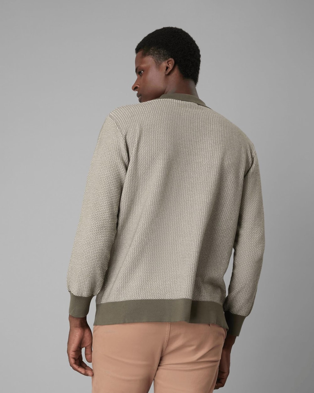 Polo Tricot Algodão Jacquard Manga Longa