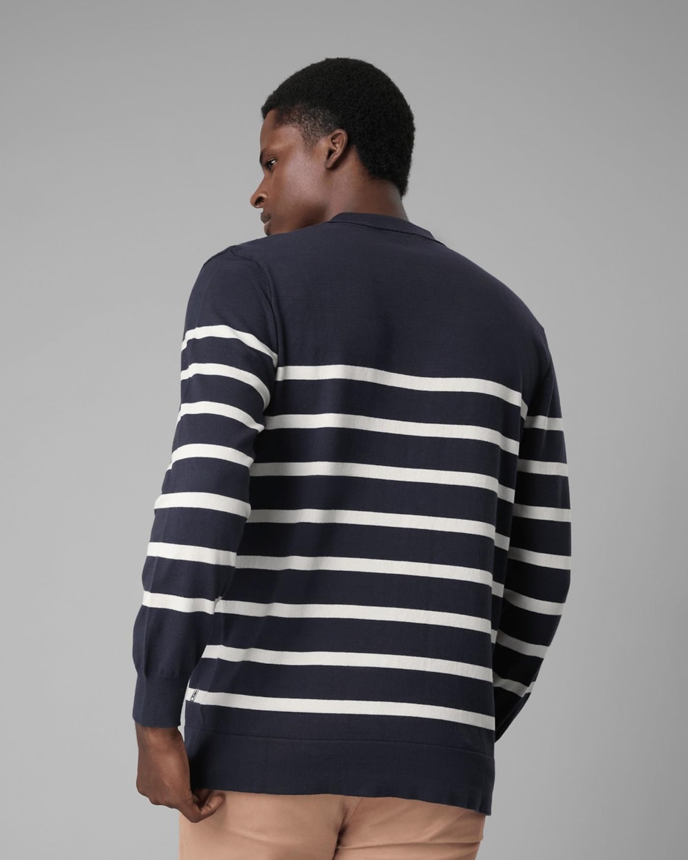 Polo Tricot Algodão Listrada Manga Longa