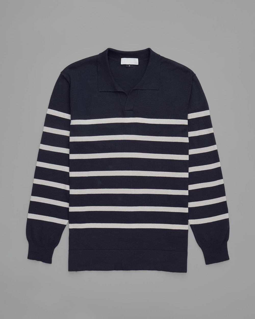 Polo Tricot Algodão Listrada Manga Longa