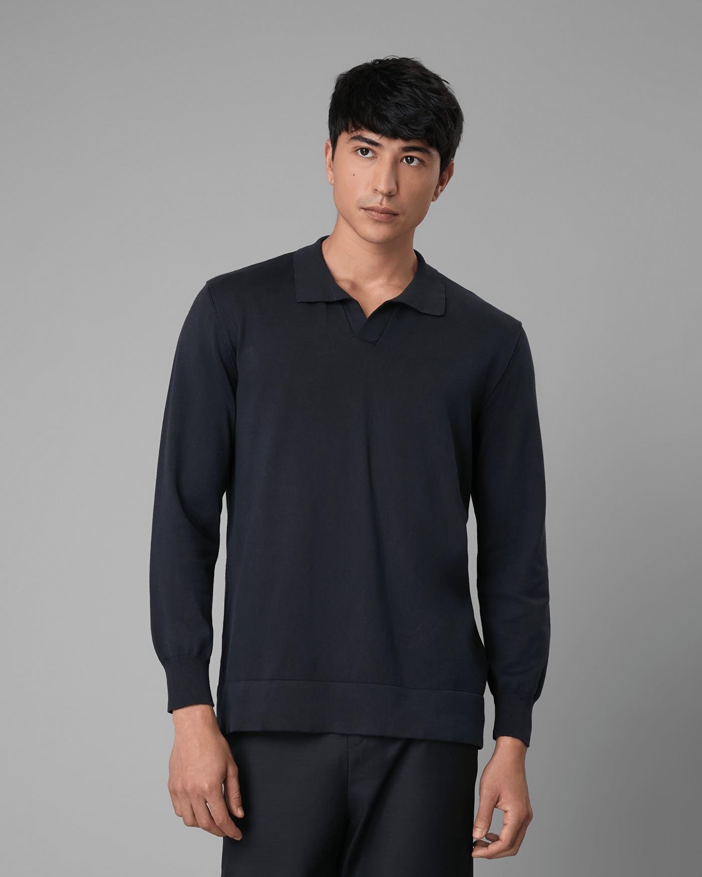 Polo Tricot Algodão Manga Longa