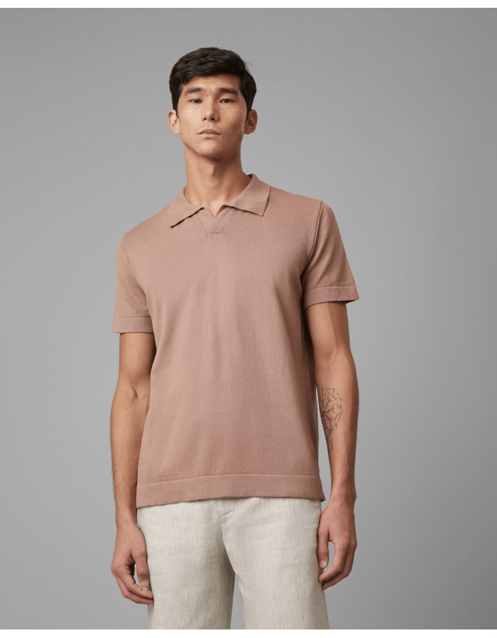 Polo tricot linho-bege-gg