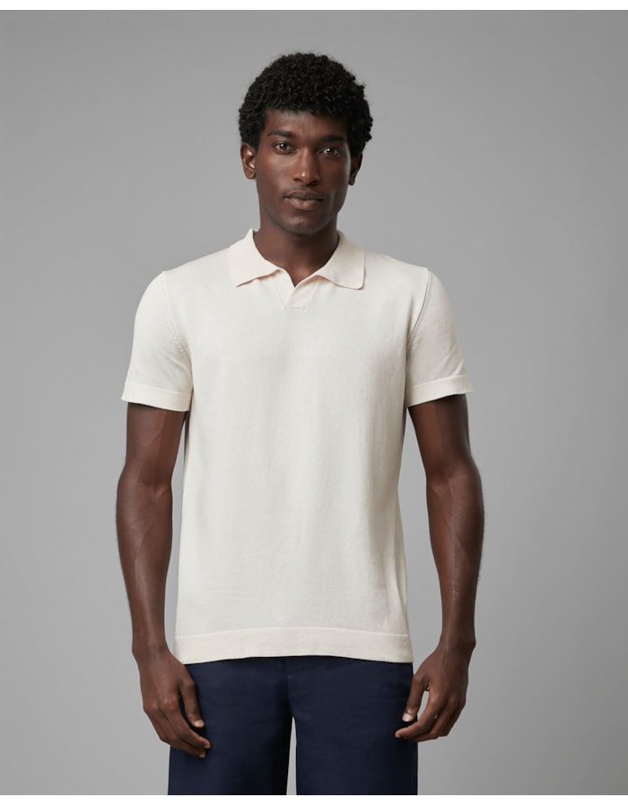 Polo tricot linho-natural-m