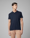 Polo tricot linho-azul marinho-p