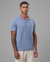 Polo tricot linho-azul claro-g