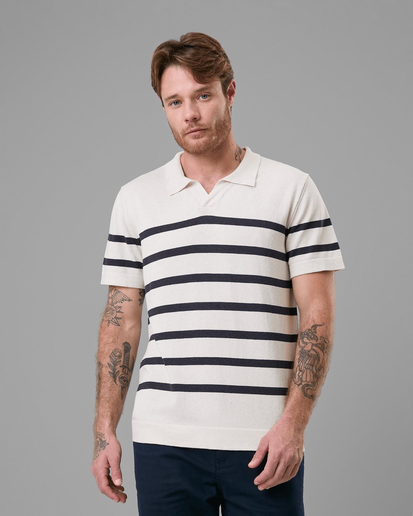 Polo Tricot Linho Listrado