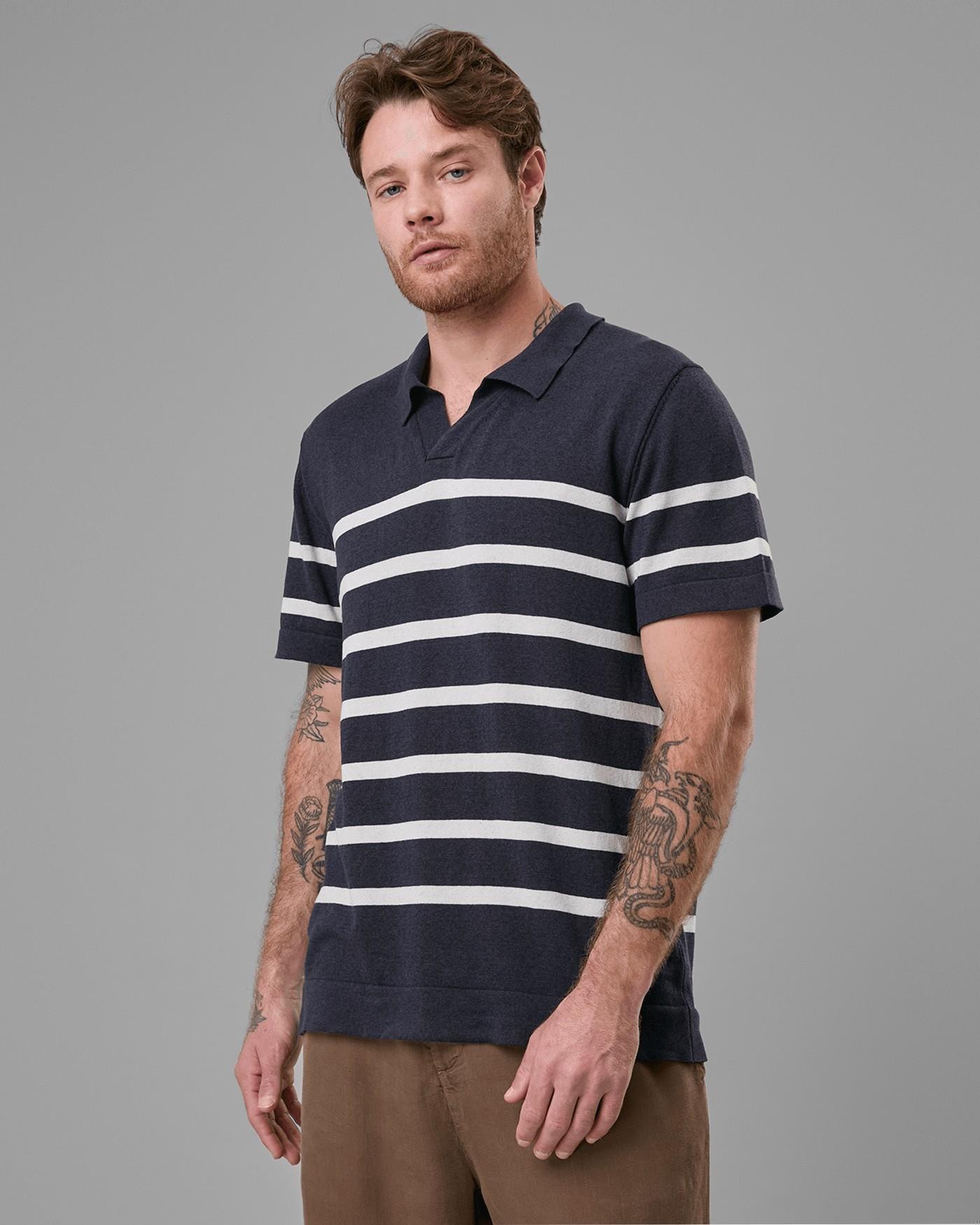 Polo Tricot Linho Listrado