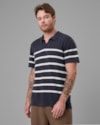 Polo tricot linho listrado-azul-p