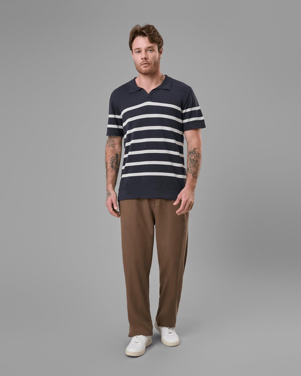 Polo Tricot Linho Listrado