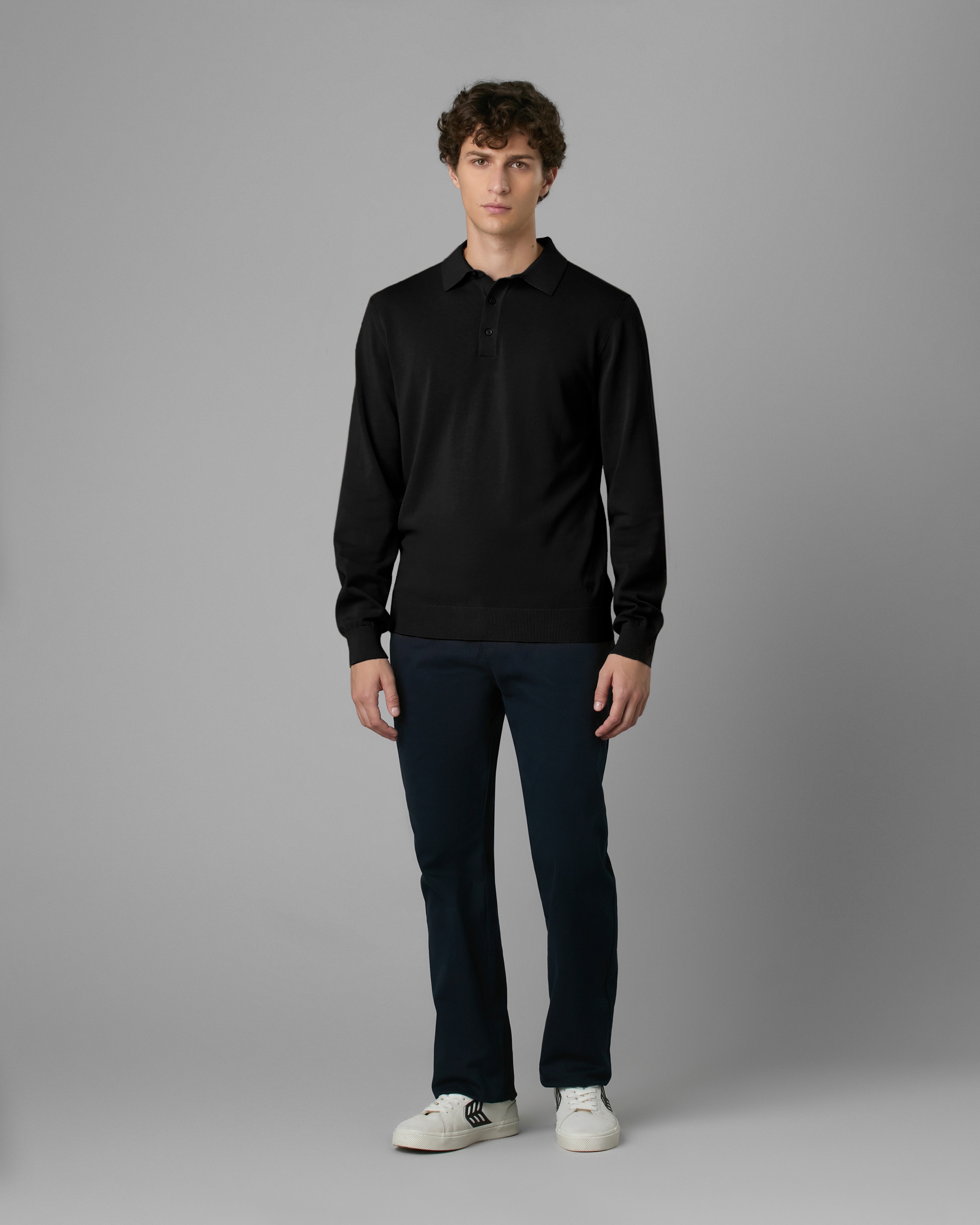 Polo Tricot Manga Longa Slim