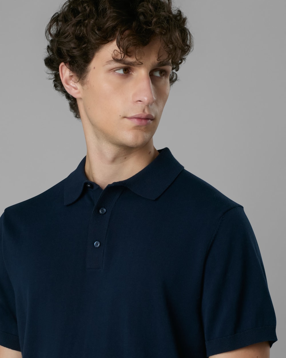 Polo Tricot Slim com Botão
