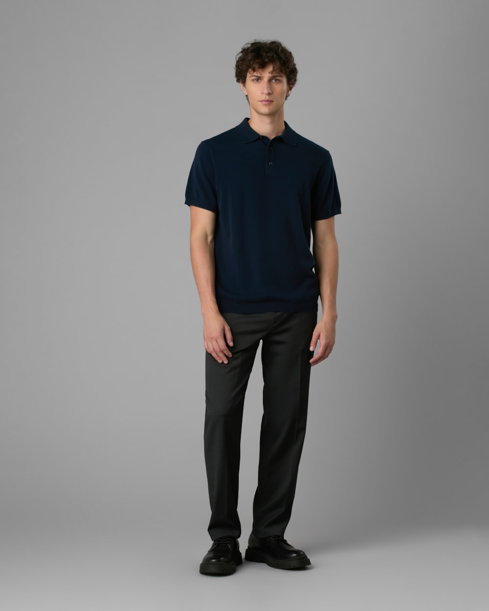 Polo Tricot Slim com Botão