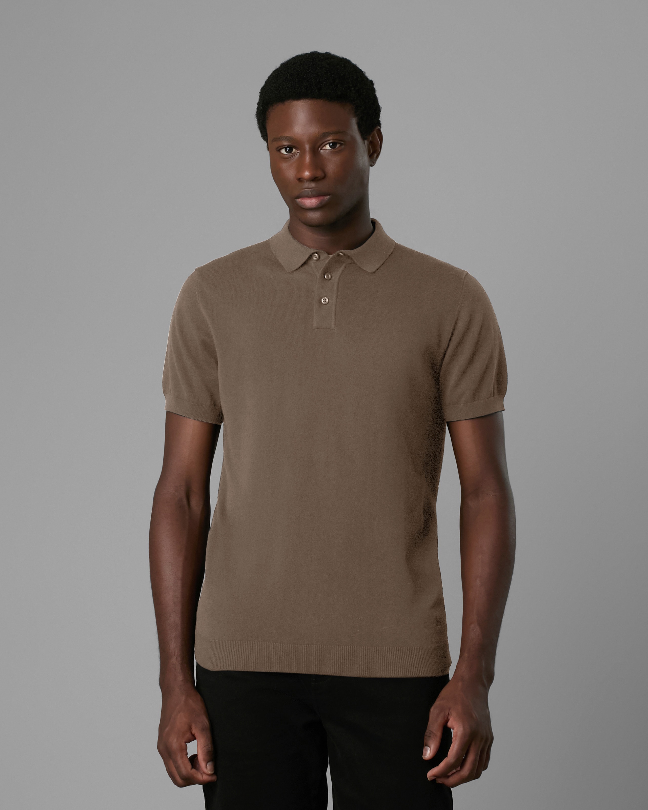Polo Tricot Slim com Botão
