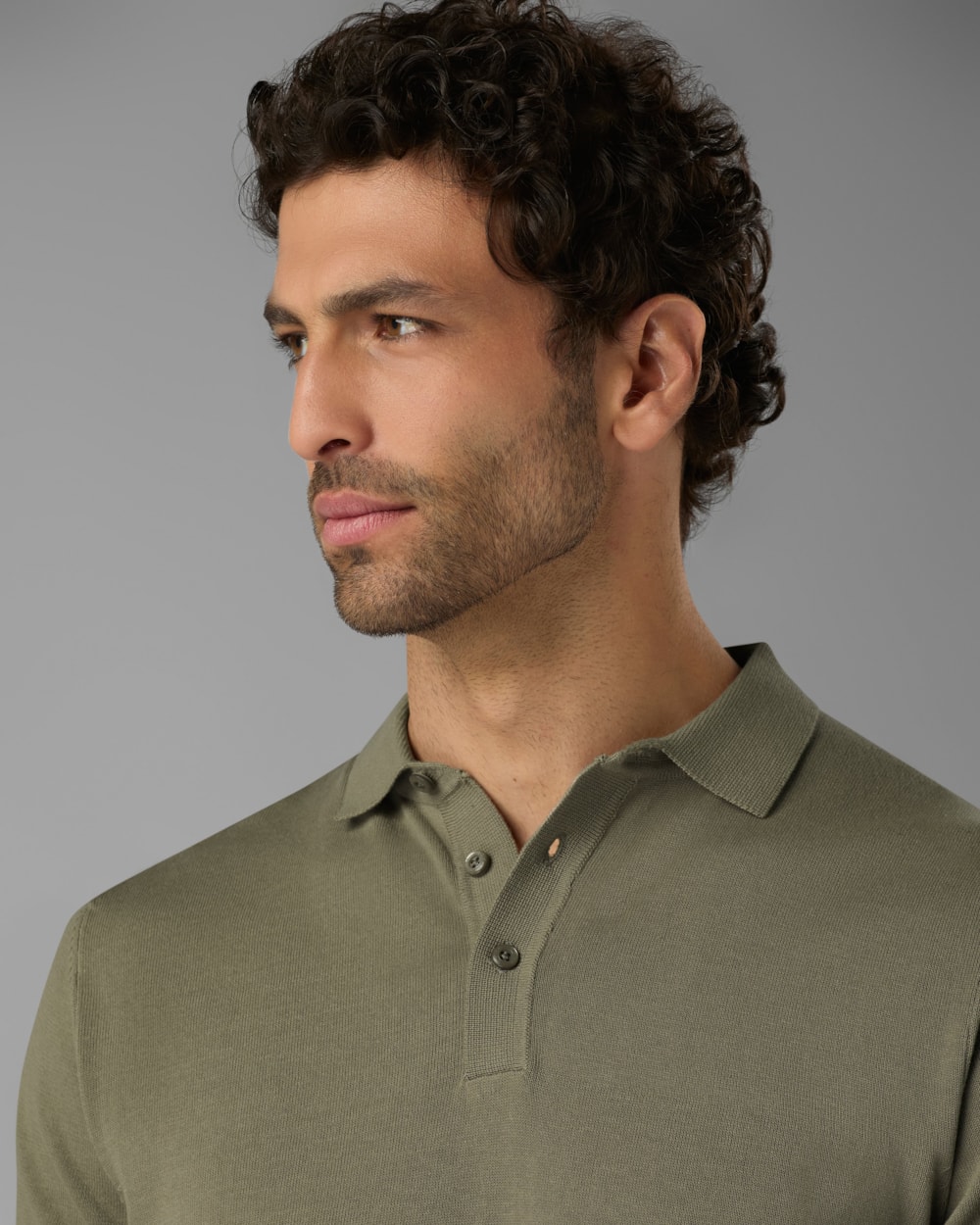 Polo Tricot Slim com Botão