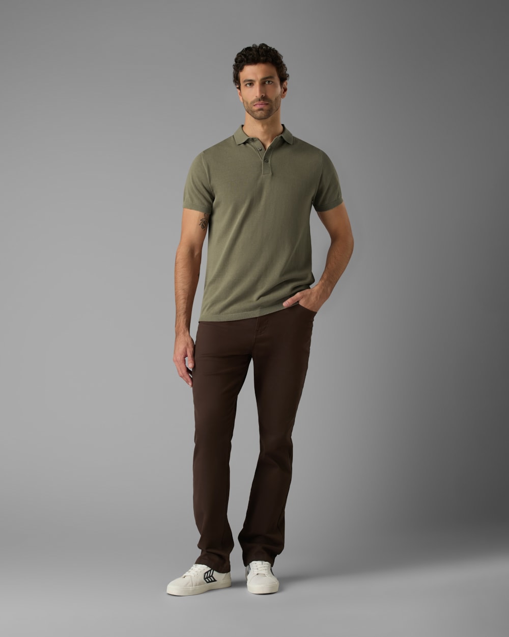 Polo Tricot Slim com Botão