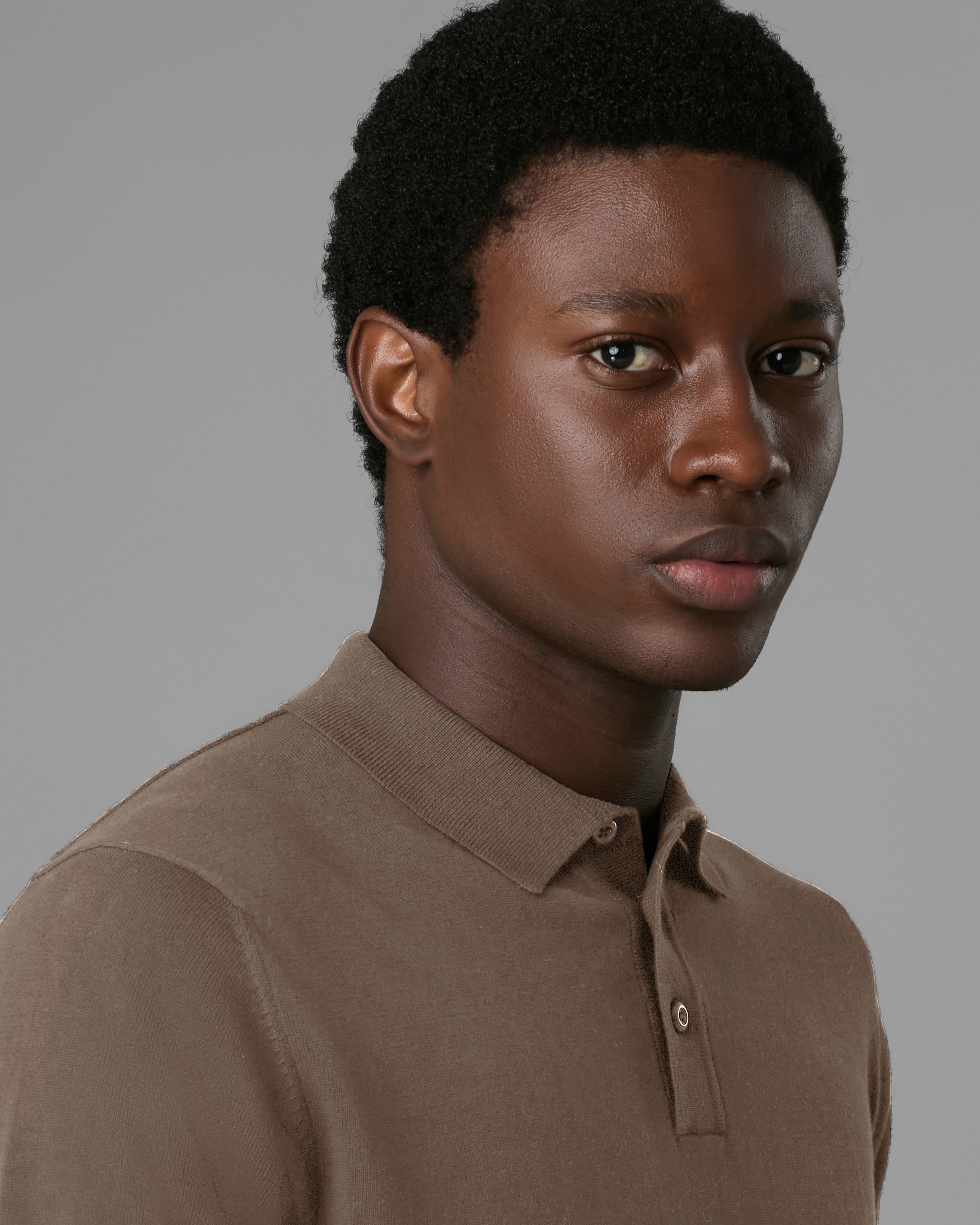 Polo Tricot Slim com Botão