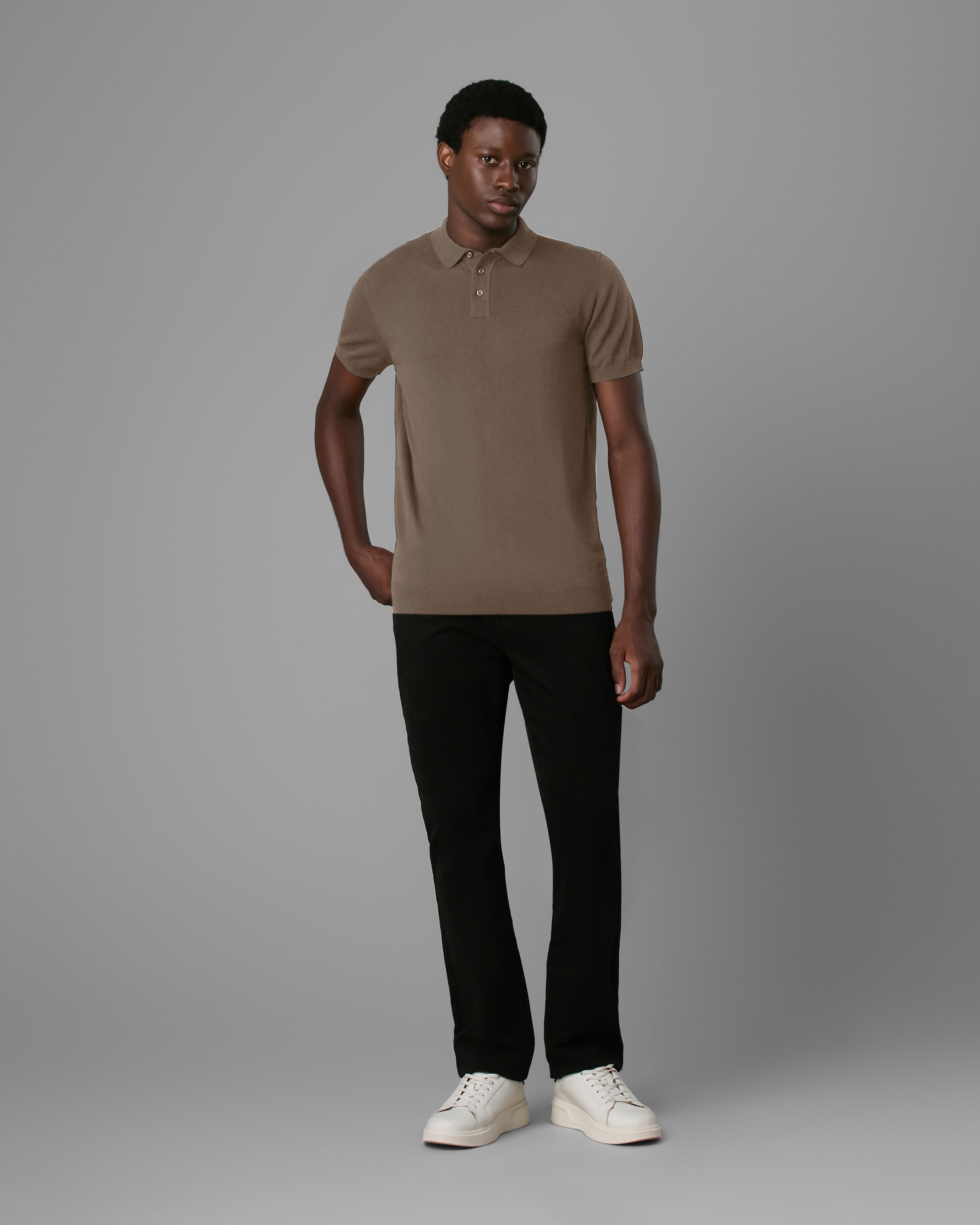 Polo Tricot Slim com Botão