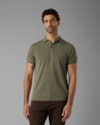 Polo tricot slim com botão-bege-g