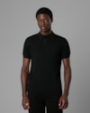 Polo tricot slim com botão-preto-g