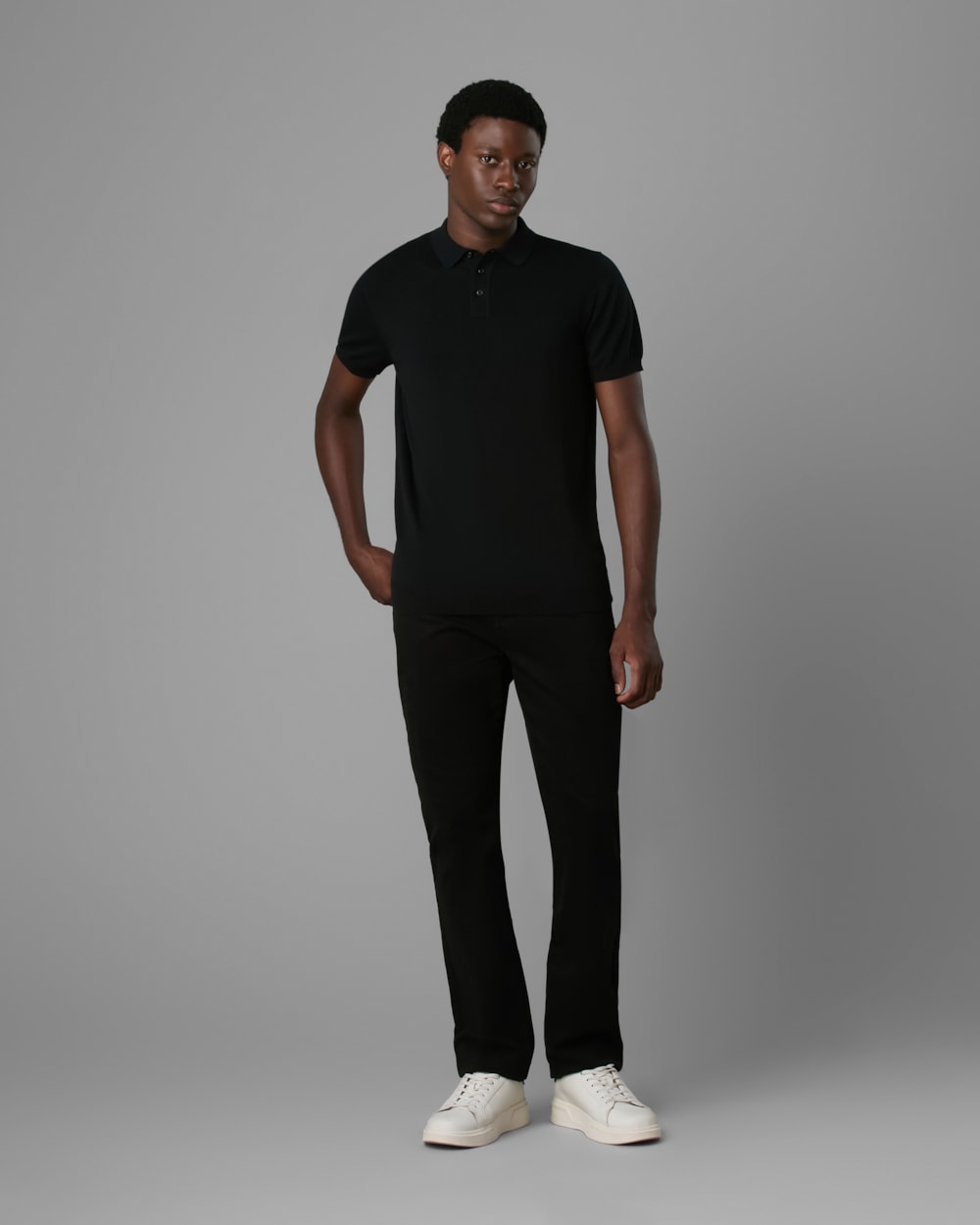 Polo Tricot Slim com Botão