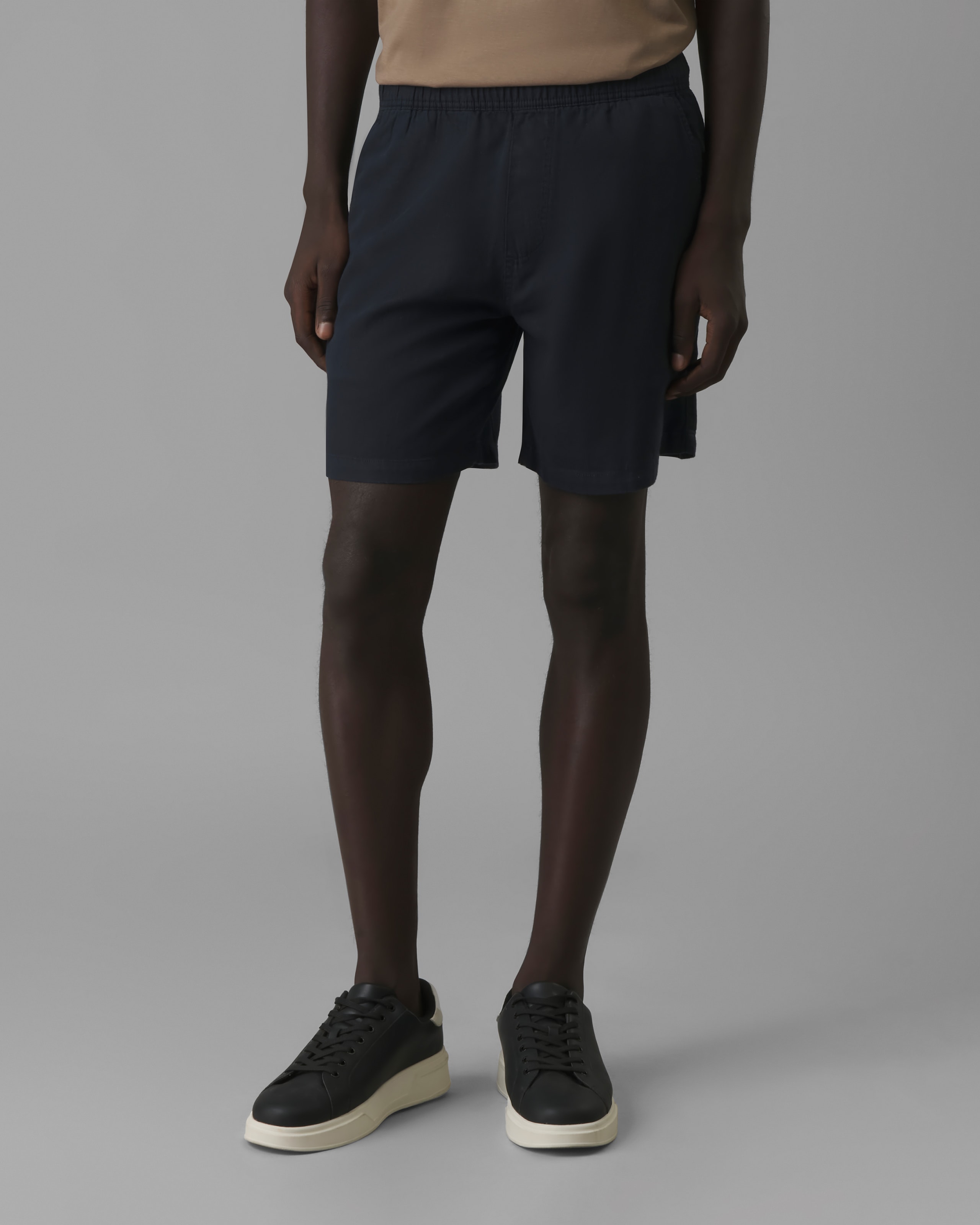 Short Elastico Linho Azul Marinho