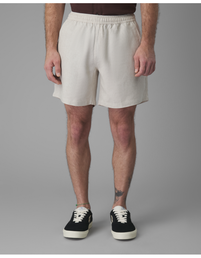 Shorts elástico modal e linho-bege-g