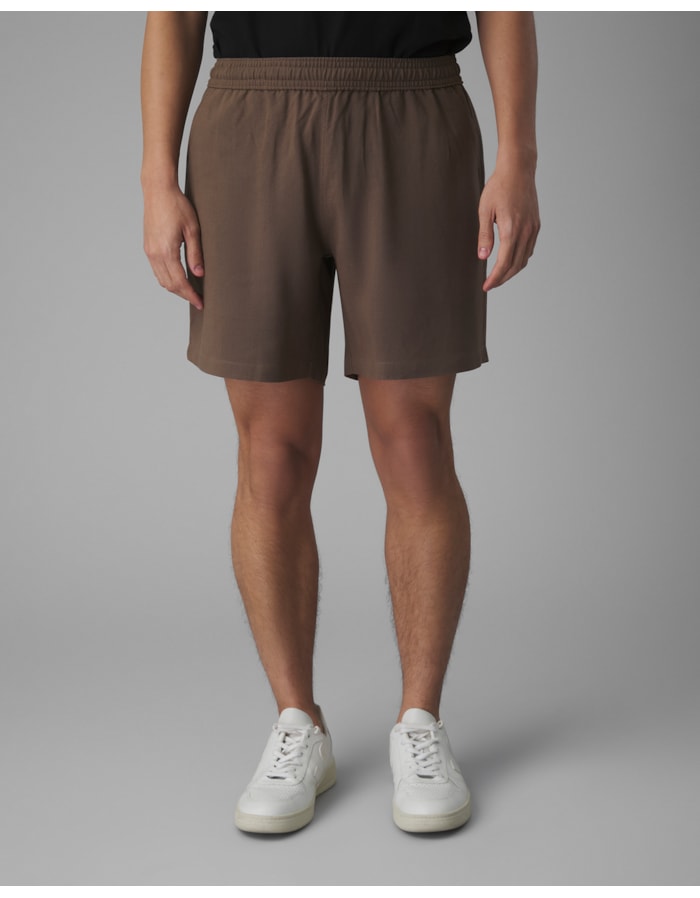 Shorts elástico modal e linho-marrom-g