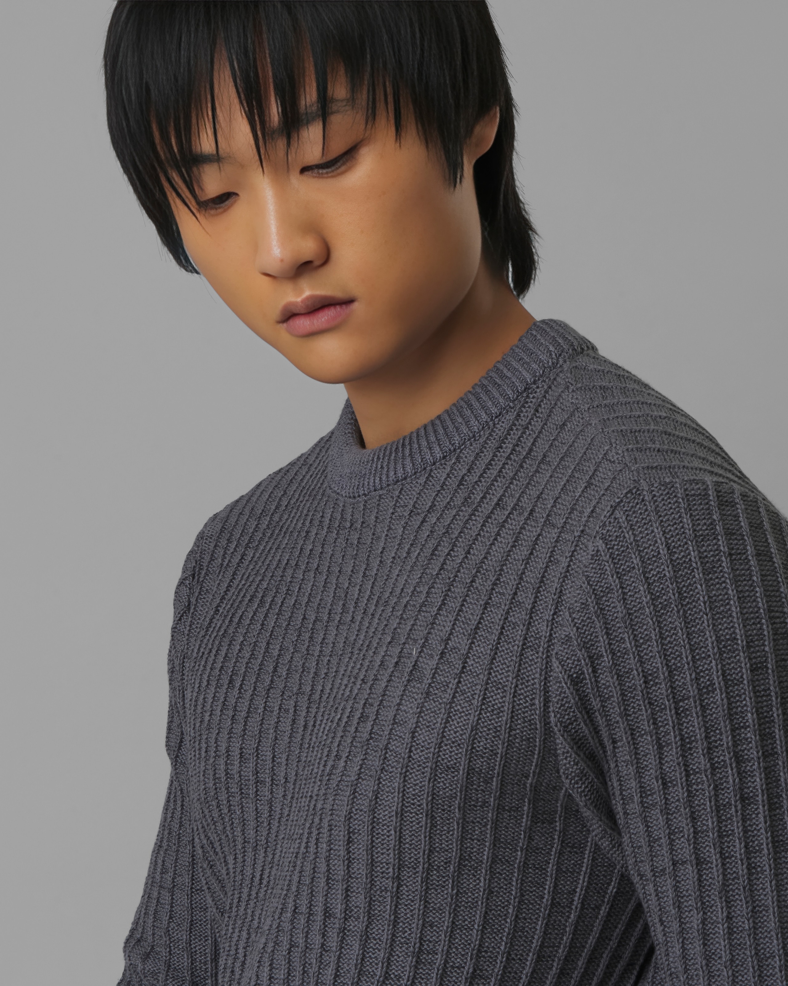 Tricot Mescla Canelado Cinza