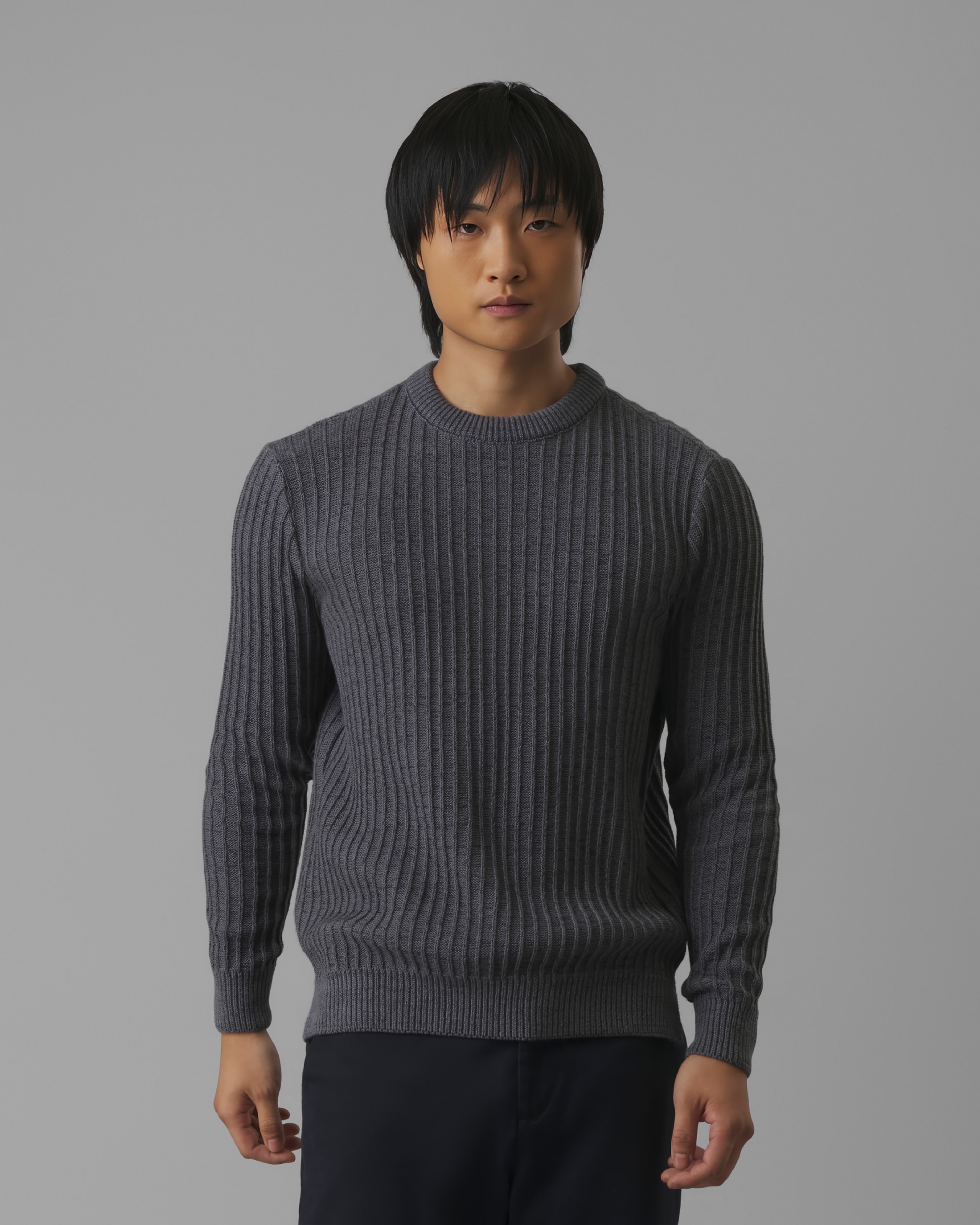 Tricot Mescla Canelado Cinza